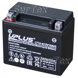 Мото аккумулятор Uplus LT12-4, 10 Ач (YTX12) AGM технология в наличии. Мото акб Uplus LT12-4 напряжение 12 вольт, ёмкость 10 ач (12v 10ah) герметизированный